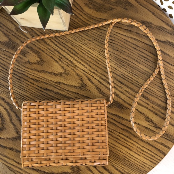 Talbots Handbags - talbots brown braided leather cross-body purse